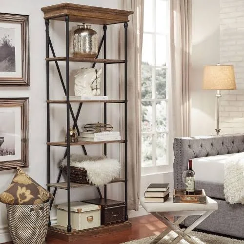 Chelsea Lane Wooden Bookcase, Brown, 33x22, 14.5" x 11.25"