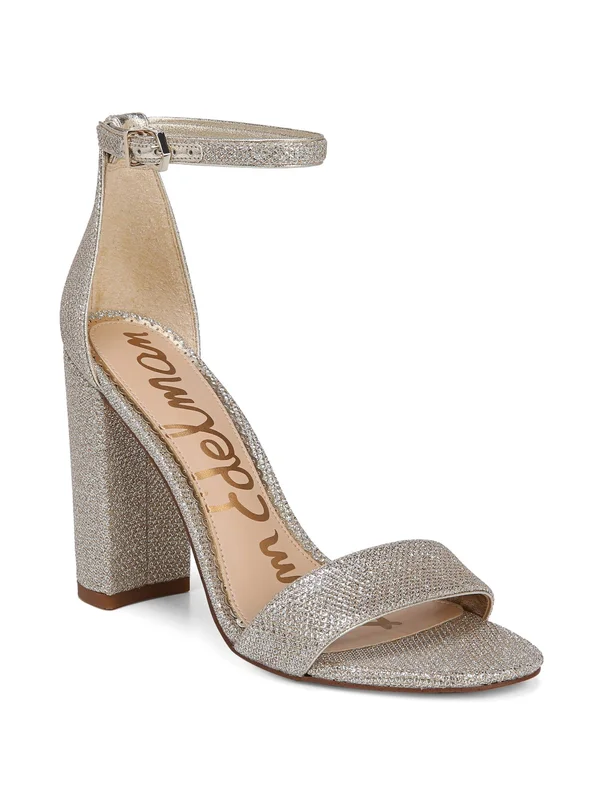 Sam Edelman Yaro Ankle Strap Sandal Heel Jute Glam Mesh 1, Women's, Size: 9.5, Gold