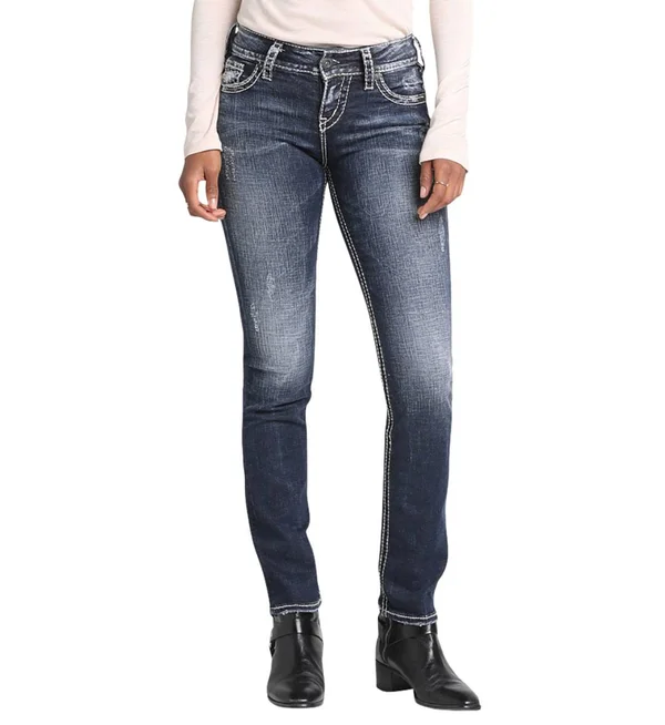 Silver Jeans Women's Suki Mid-Rise Straight Leg Jeans