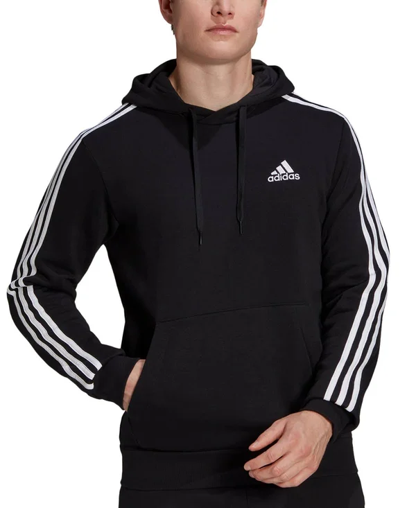 Adidas Men's Essentials Logo Hoodie - Black/White - Size XLT
