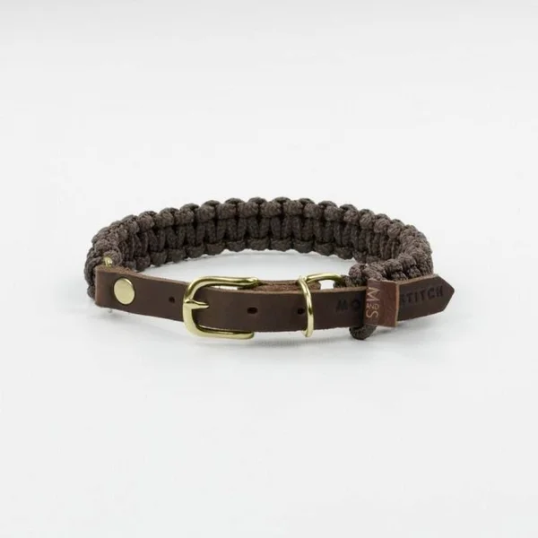 Touch of Leather Dog Collar - Chocolate XL - Brass
