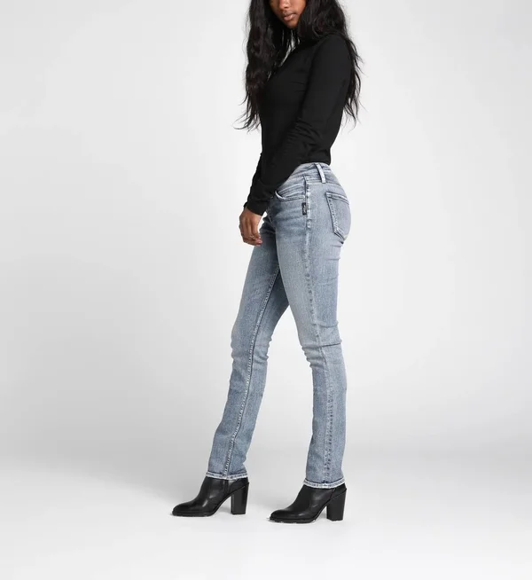 Silver Jeans Co. Women's Suki Curvy Fit Mid-Rise Straight Leg
