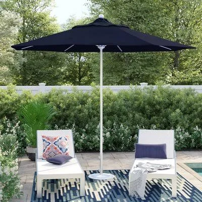 Leiston 9' Market Umbrella Sol 72 Outdoor Frame Color: Silver Anodized - Fabric Color: Olefin Navy Blue