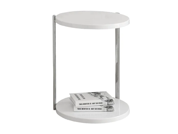 White Finish Laminate Metal Accent Table