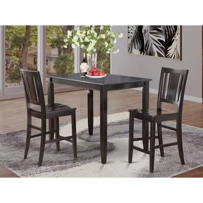 Lightner Counter Height Rubberwood Solid Wood Dining Set Red Barrel Studio Color: Black