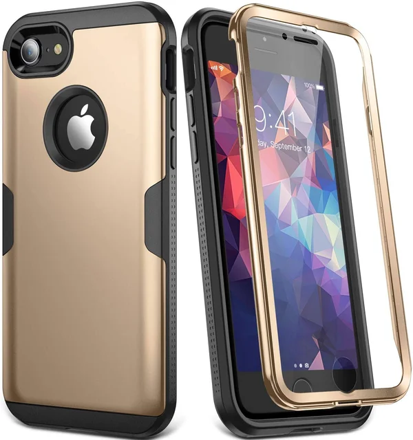 YOUMAKER Case for iPhone 8 & iPhone 7 - Full Body Rugged with Built-in Screen Protector Heavy Duty Protection Slim Fit Shockp