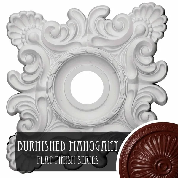 18x22W x 18x22H x 3 1/4x22ID x 1 1/2x22P Crawley Ceiling Medallion (Fits Canopies Up to 6 3/4x22) - Hand-Painted Brushed Mahogany