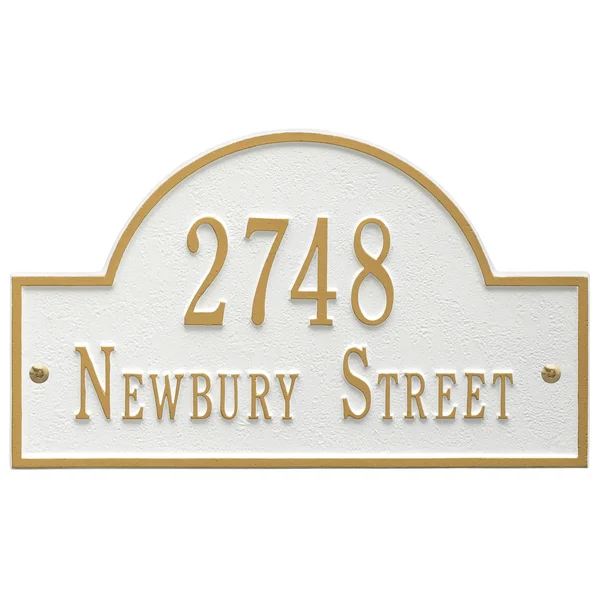 Whitehall Products 1004WG Arch Marker - Standard Wall - Two Line - White/Gold