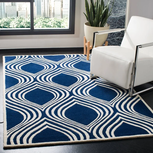 Safavieh 5& x 5& Round Chatham CHT758C Dark Blue, Ivory Rug