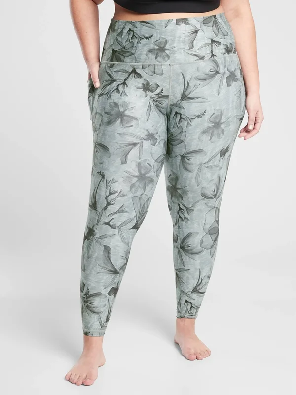 Athleta Women's Salutation Stash Pocket II Printed 7/8 Tight Inner Beauty Metropolis Grey Plus Size 3X