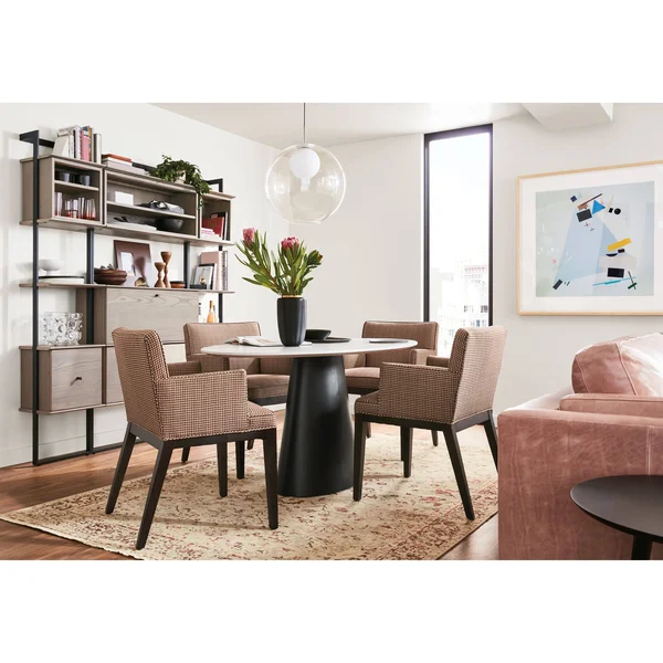 Room & Board - Modern Ansel Arm Chair in Trend in Pink (plain-weave) w/ Walnut Frame - Stain-repellent Fabric