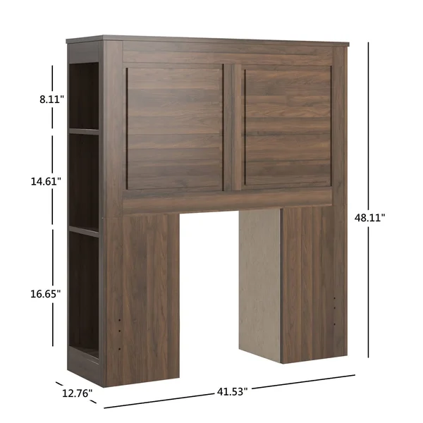 Keigo Walnut Finish Twin Storage Headboard by Inspire Q Junior