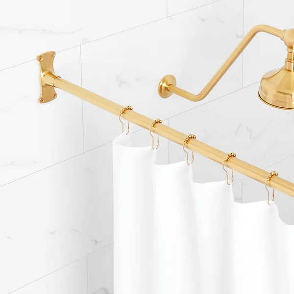 48x22 Straight Solid Brass Shower Rod - Chrome, Signature Hardware