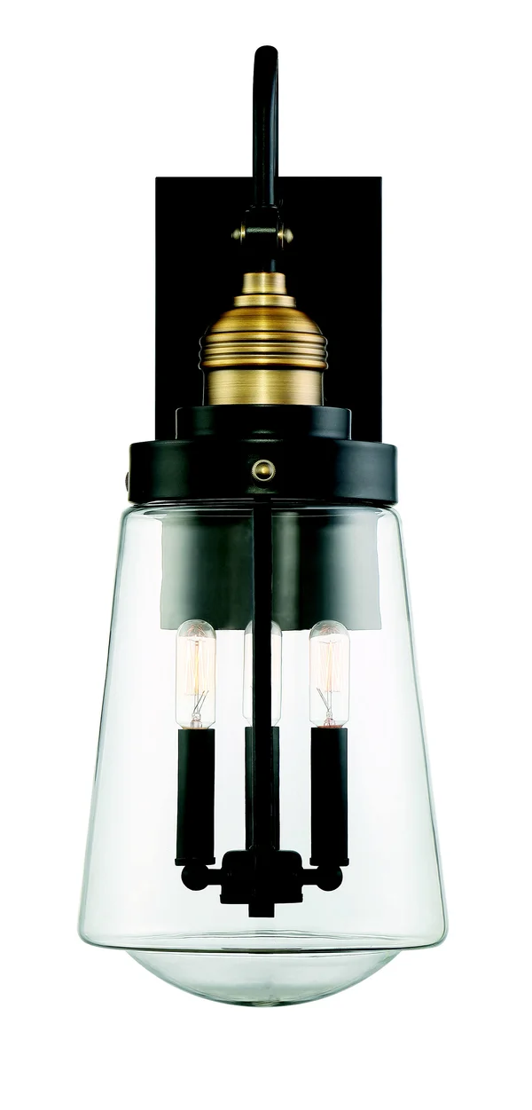 Macauley Vintage Black 3-Light Wall Lantern - Savoy House