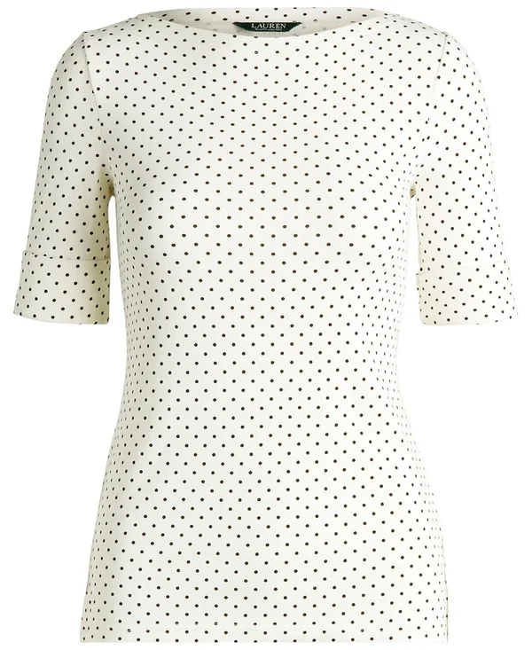 Lauren Ralph Lauren Women's Polka Dot Stretch-cotton Top - Polo Black - Size Xs
