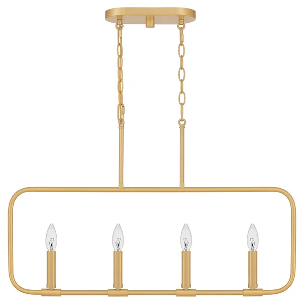 Quoizel ABR432MBK Four Light Linear Chandelier Abner Matte Black