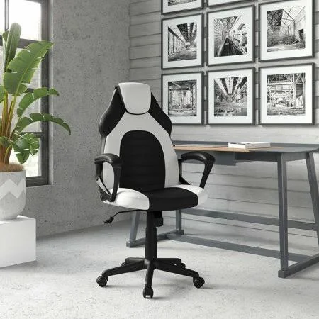 Lifestyle Solution Omaha Gaming Office Chair with Faux Leather, White