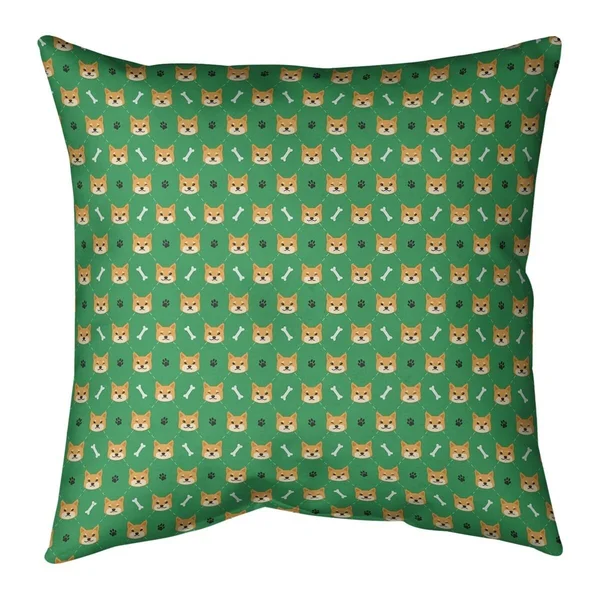 Main Color Shiba Inu Pattern Throw Pillow - 14 x 14 - Purple - Cotton