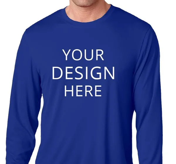 Custom Printed Hanes Adult Cool DRI? Long Sleeve Performance Tee, Size: S, Deep Royal
