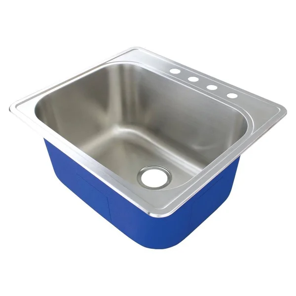 Transolid MTSB252212-4 Meridian 25-in x 22-in x 12-in Laundry/Utility Sink with 4-Hole, Brushed Stainless Steel