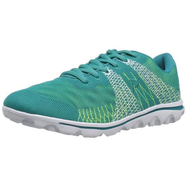 Women's Propet TravelActiv Knit Green Yellow - in Size 6.5