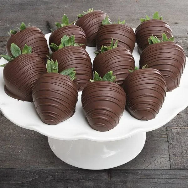 GourmetGiftBaskets.com Dark Chocolate Covered Strawberries - 6 Strawberries by Gourmet Gift Baskets - Gift Baskets Delivered - G