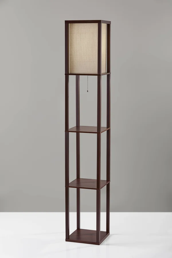 Adesso Wright Shelf Floor Lamp - Walnut