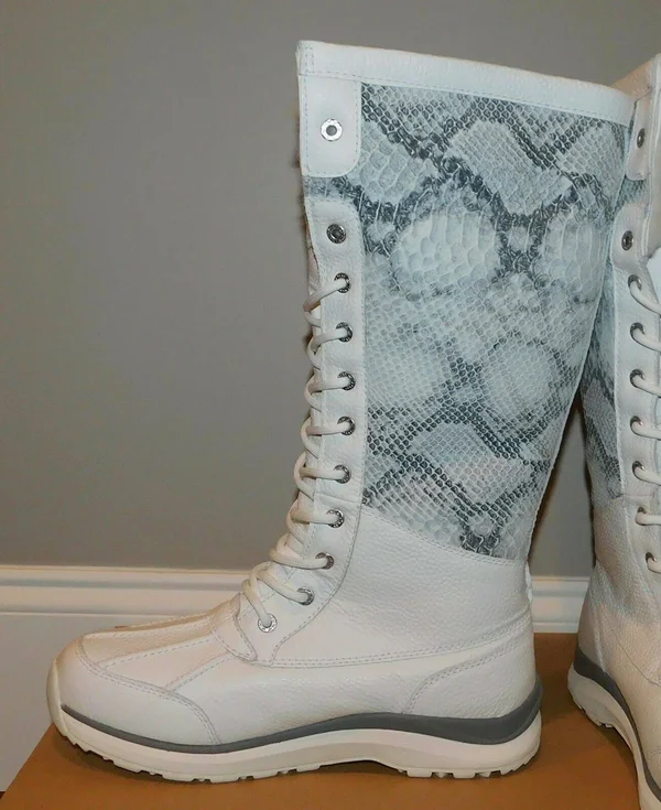 Ugg Adirondack Tall III Snake White Waterproof Women's Boots Size US 10 New