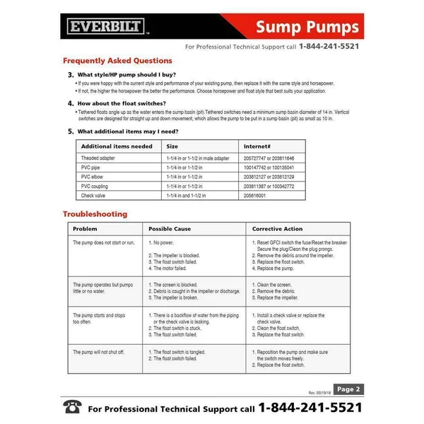 Everbilt 1/3 HP Submersible Sump Pump with Vertical