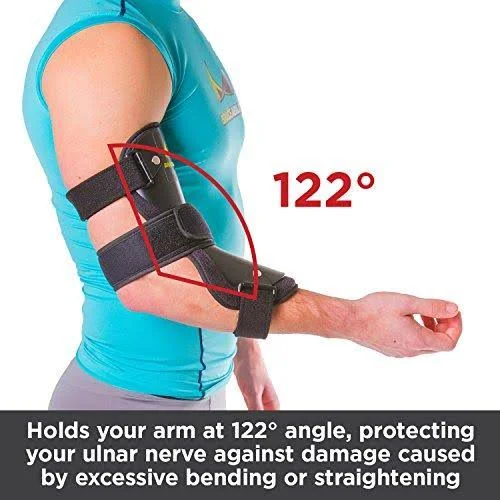 Braceability Cubital Tunnel Syndrome Elbow Brace, Splint to Treat Pain from Ulnar Nerve Entrapment, Hyperextended Elbow Prevent