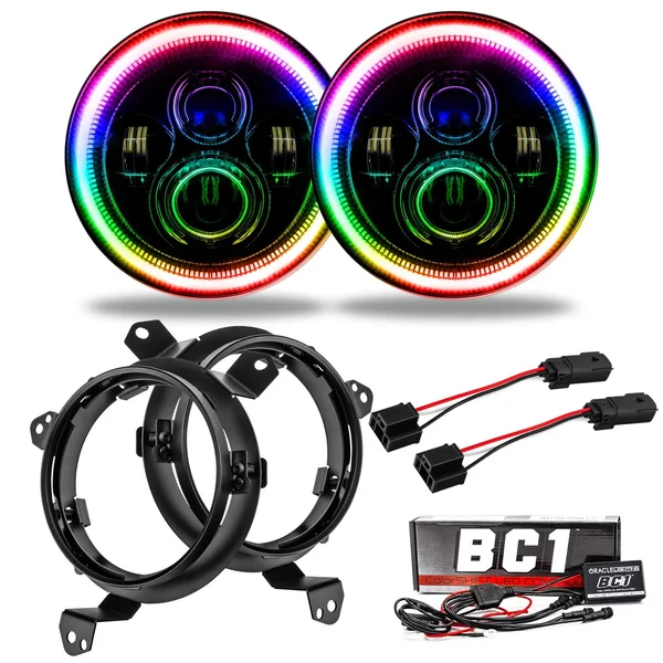 Oracle Lighting 5769J-335 Jeep Wrangler JL 7in. High Powered LED Headlights (Pair) ColorSHIFT - BC1