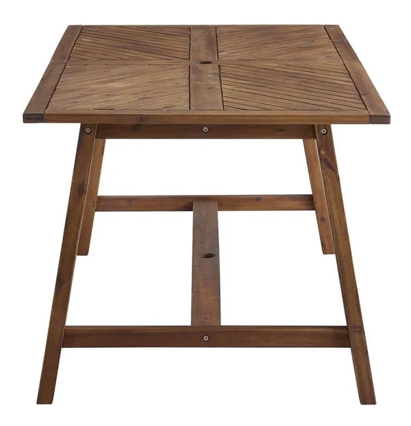 Walker Edison 60x22 Acacia Wood Chevron Dining Table - Dark Brown