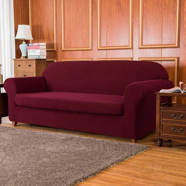 Subrtex Stretch 2-Piece Textured Grid XL Sofa Slipcover - Navy