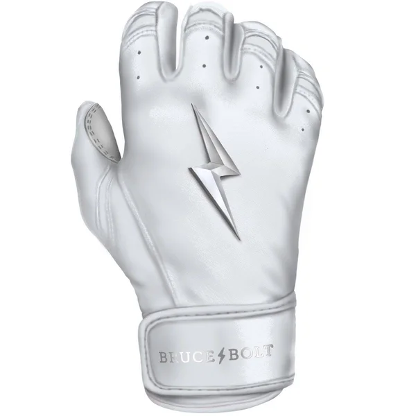 Premium Pro Chrome Series Short Cuff Batting Gloves, White - Youth Medium White (Yth Medium)