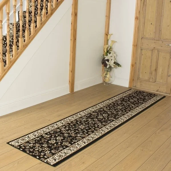 runrug USA Persian Black Hall Carpet Runner Length: 24 foot - Width