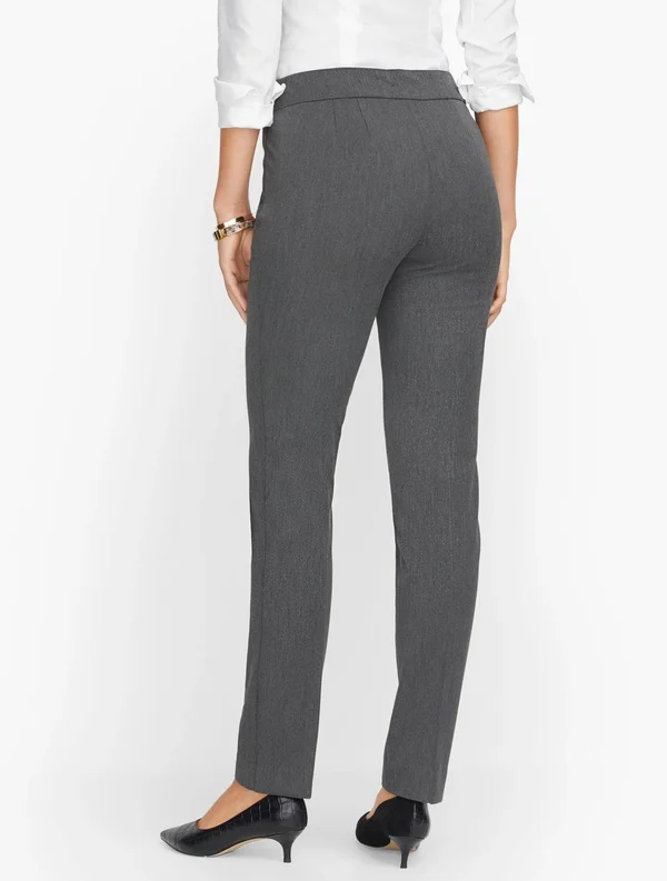 Refined Bi-Stretch Straight Leg Pants - Charcoal Grey Heather - 10 Talbots