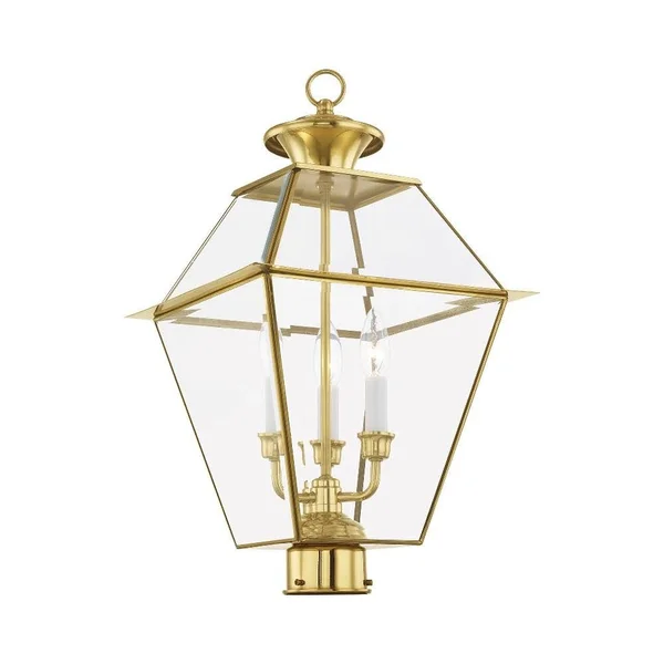 Livex Lighting Westover 3 Light Brushed Nickel Outdoor Post Top Lantern 2384-91
