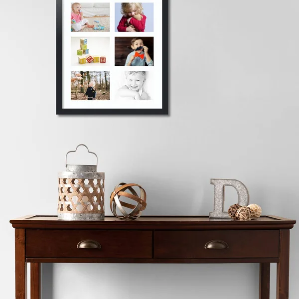 Collage Picture Frame - Satin Black Frame with 6 openings for 6x8 Photos with Super White Mat. D3926T1006, ArtToFrames