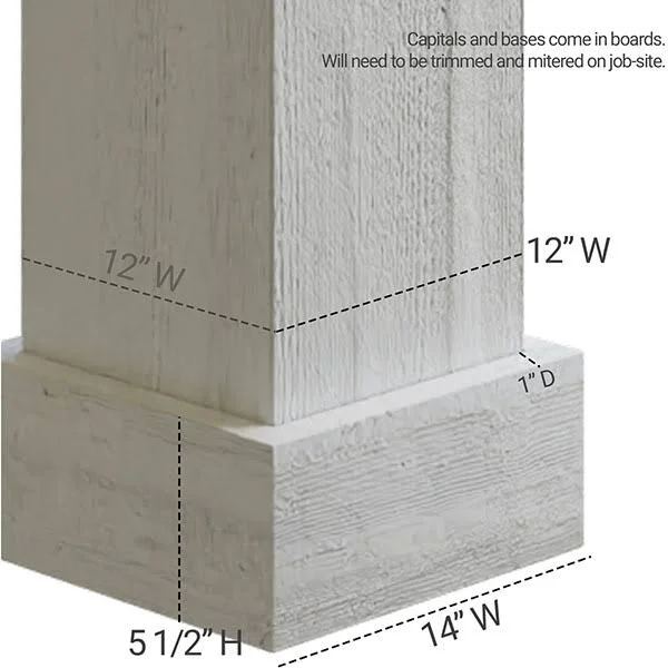 Ekena Millwork COLUPC12X072STUF 12x22W x 6&H Pecky Cypress Endurathane Faux Wood Non-Tapered Square Column Wrap w/ Standard Capi