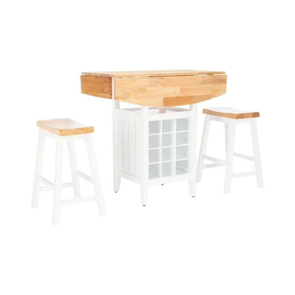 Safavieh Emeric 3 PC Set Drop Leaf Pub Table - Natural - White
