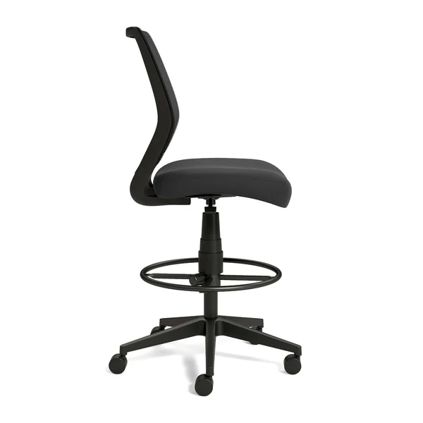 Union & Scale Essentials Mesh Back Fabric Drafting Stool Black (UN59386)