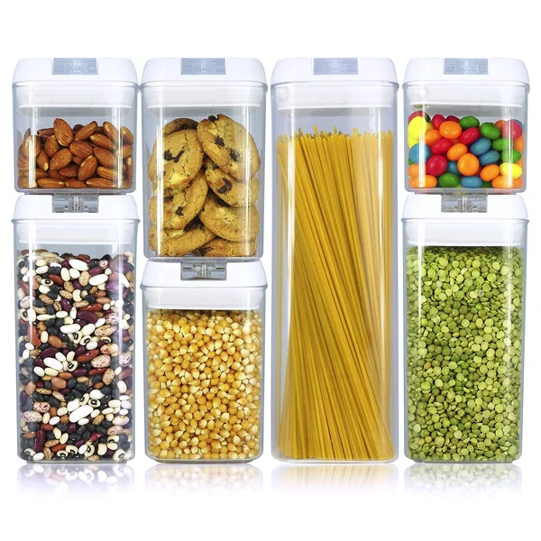 Balchy 7 Piece Set Food Storage Containers - Airtight Leak Proof with Durable Plastic - BPA Free - Freezer & Dishwasher Safe