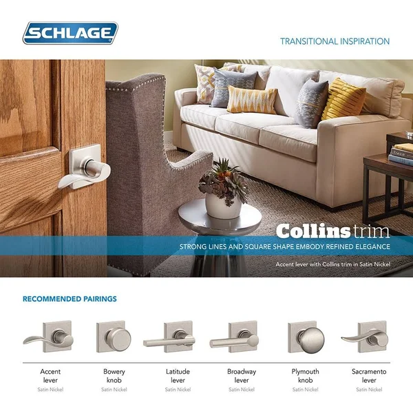 Schlage F51ABRW716COL Broadway Keyed Entry Lever with Collins Trim Finish: Aged Bronze