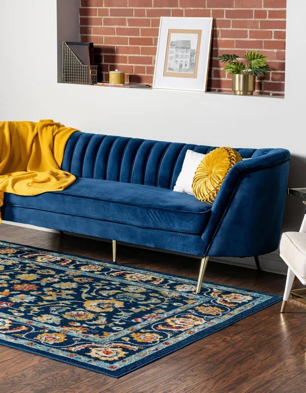 Aurelia 9x12 Navy Blue Blue Floral Large Area Rug