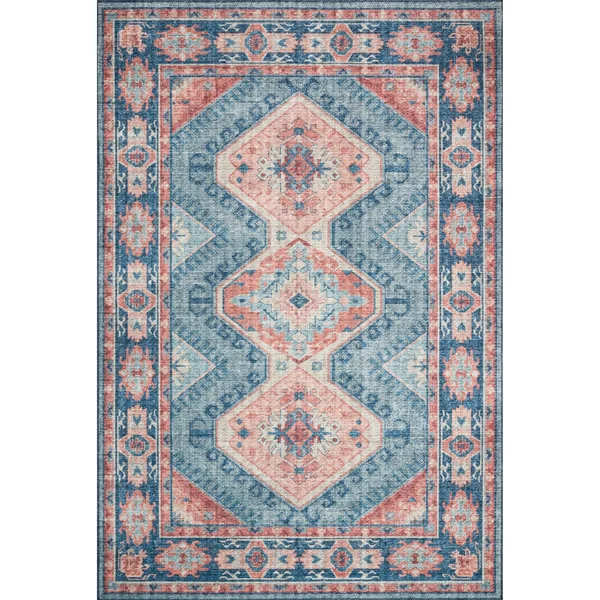 Alexander Home Leanne Traditional Distressed Printed Area Rug, Size: 9& x 12&, Blue