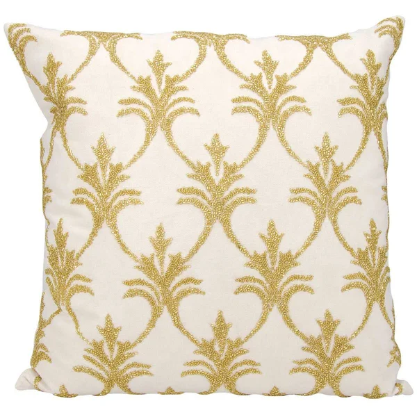 Mina Victory Luminecence Silver Fleur De Lis Silver Throw Pillow