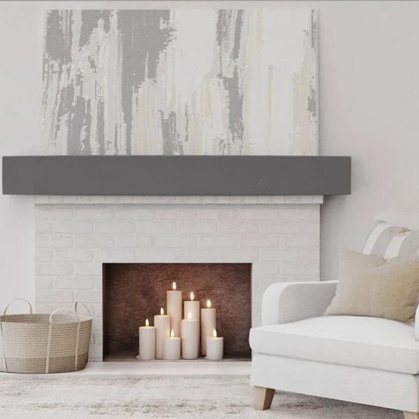 Ekena Millwork MANUKP04X08X48AC 4x22H x 8x22D x 48x22W Knotty Pine Faux Wood Fireplace Mantel, Aged Cedar