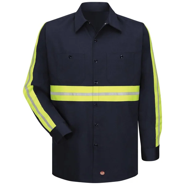 Red Kap Enhanced Visibility Cotton Work Shirt - SC30 - Navy - XXL