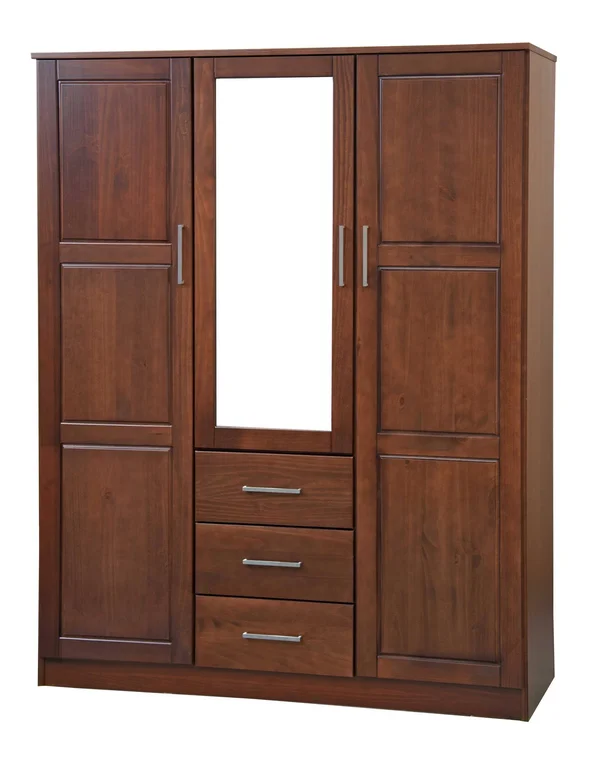 Palace Imports Cosmo Mocha 100% Solid Wood Wardrobe with Mirrored Door