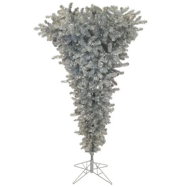 Vickerman 5.5& Silver Upside Down Artificial Christmas Tree with 250 Warm White LED Lights